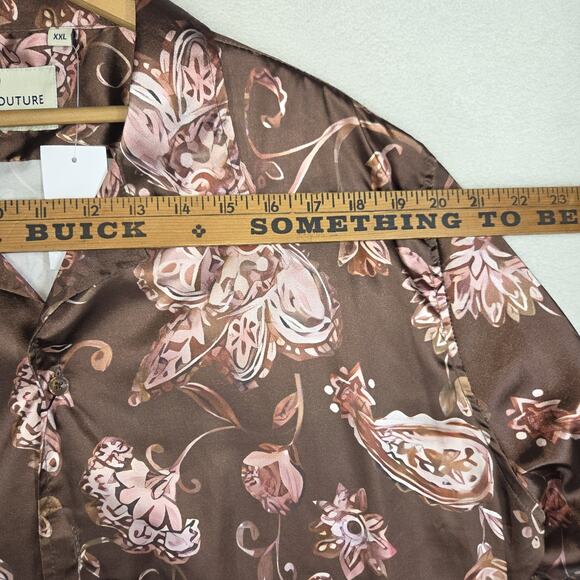 Suslo Couture Mens Shirt 2XL Red Silky Big & Tall Casual Party Event NWT - Picture 6 of 13